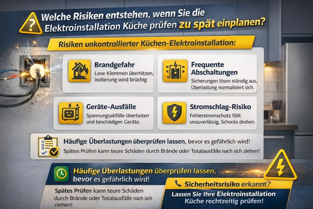 Welche Risiken entstehen, wenn Sie die Elektroinstallation Küche prüfen lassen zu spät einplanen?