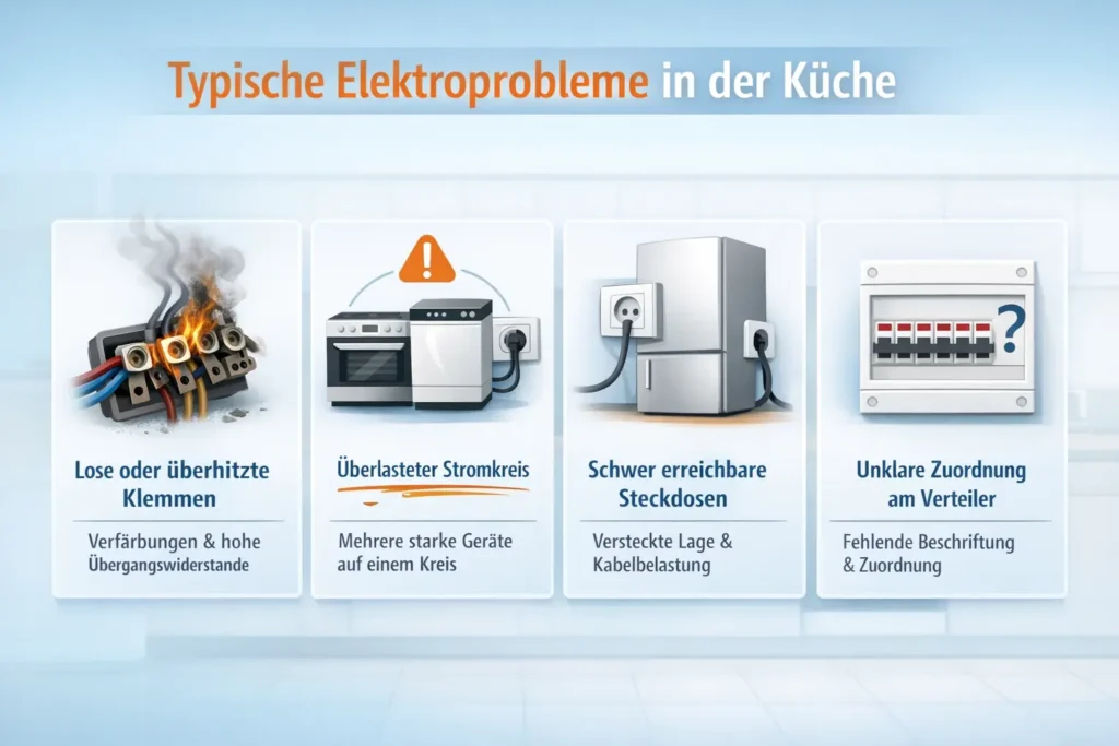 Welche typischen Mängel bei Küchenanschlüssen gefunden werden (Herd, Geschirrspüler, Steckdosenkreise)