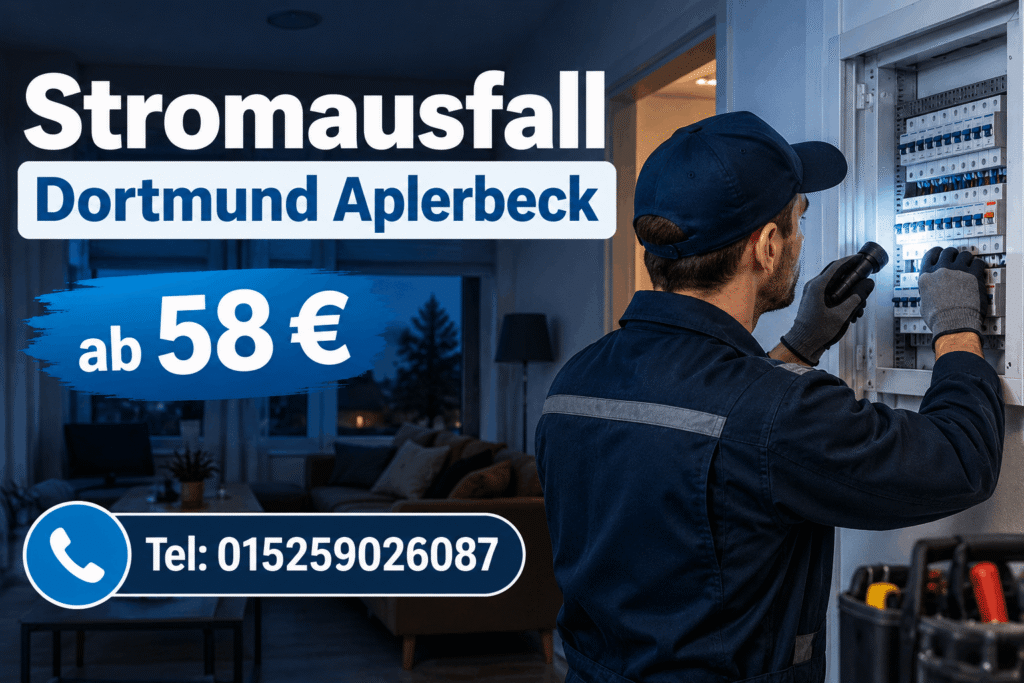 Elektriker bei der Behebung eines Stromausfalls in Dortmund Aplerbeck