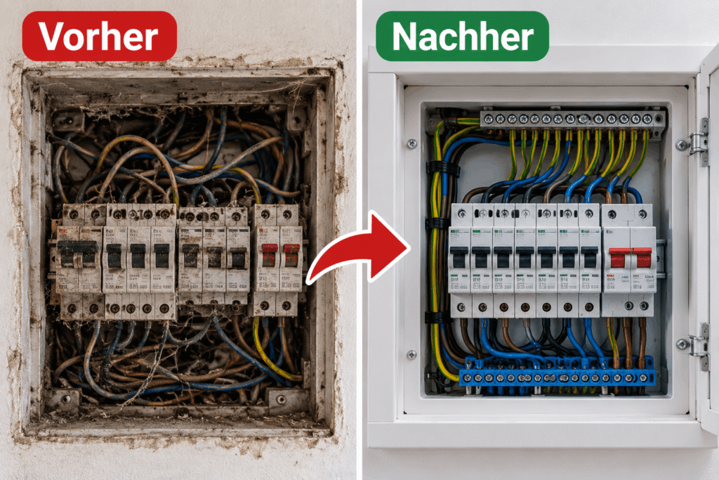 Stromausfall Dortmund Aplerbeck – Elektriker prüft Sicherungskasten