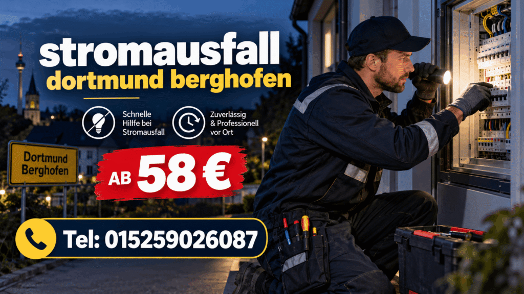 Elektriker bei der Reparatur eines Stromausfalls in Dortmund Berghofen