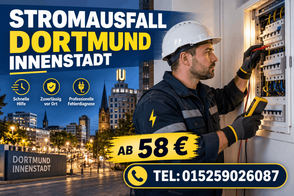 Vorher-Nachher Vergleich einer beschädigten und modernisierten Elektroverteilung bei Stromausfall in Dortmund